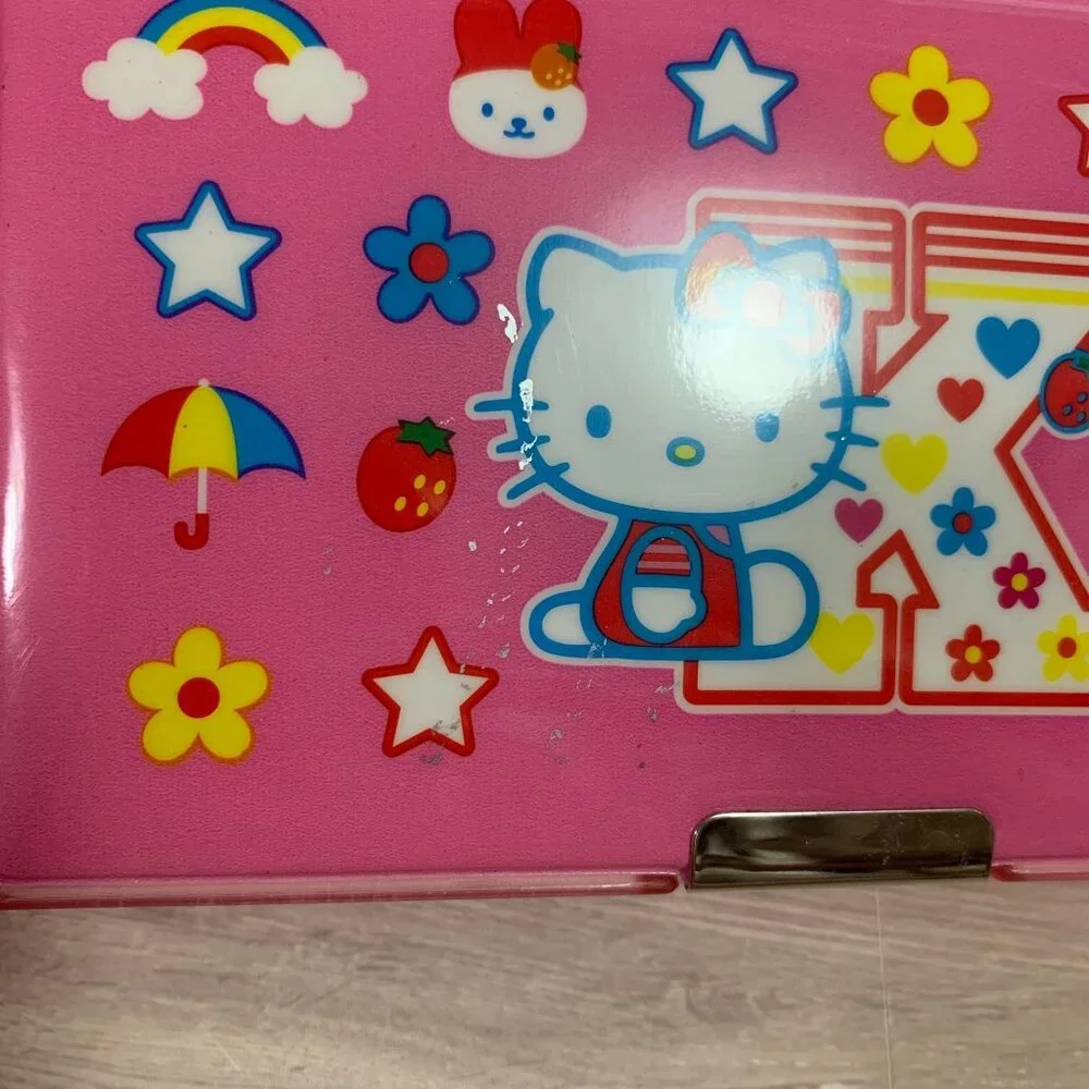 Vintage 2002 Sanrio Japan Hello Kitty And Mimmy Vinyl Magnetic Pencil Case